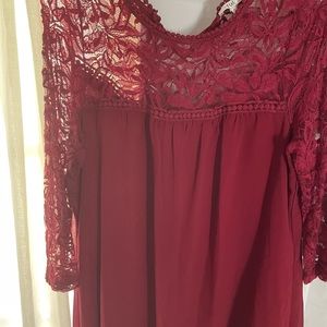 Red Lace sleeve Dress